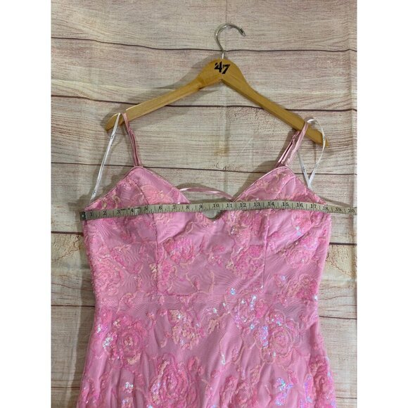 NWT Lulu's Women's Pink Glittering Excellence Sequin Lace Up Maxi - XL - Picture 9 of 16